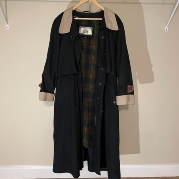 Fleet Street Jackets & Blazers - Women's Black/Tan Vintage Fleet Street Trench Coat Sz 20W